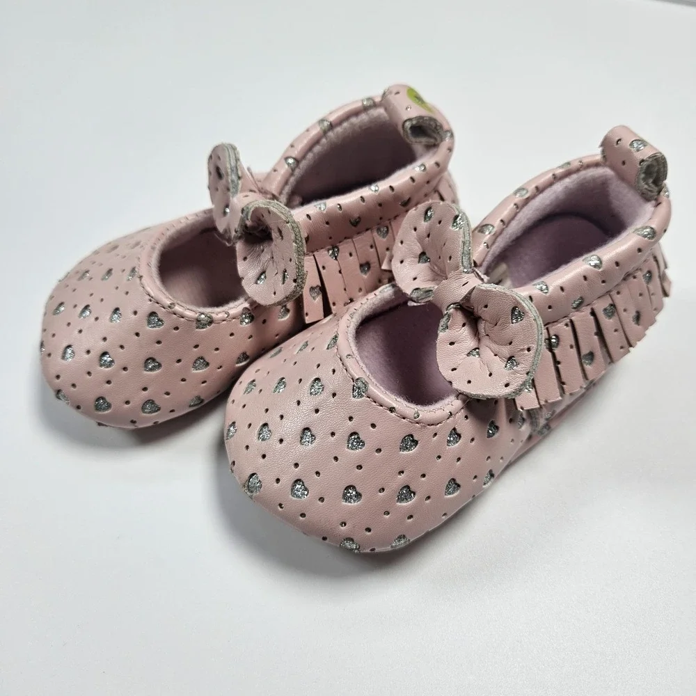 First Steps Girls Sz 3 (3-6 Months) Baby Shoes Pink Moccasins